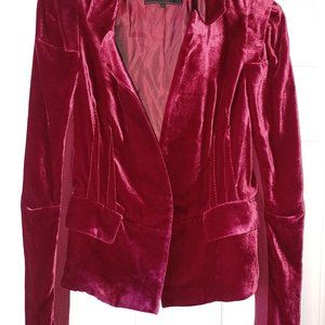 Maroon colored velveteen blazer in a size M.